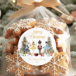 Pegatina Redonda Nutcracker Feliz Navidad 