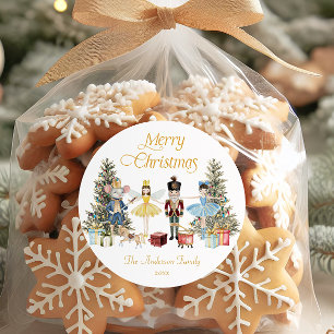 Pegatina Redonda Nutcracker Feliz Navidad