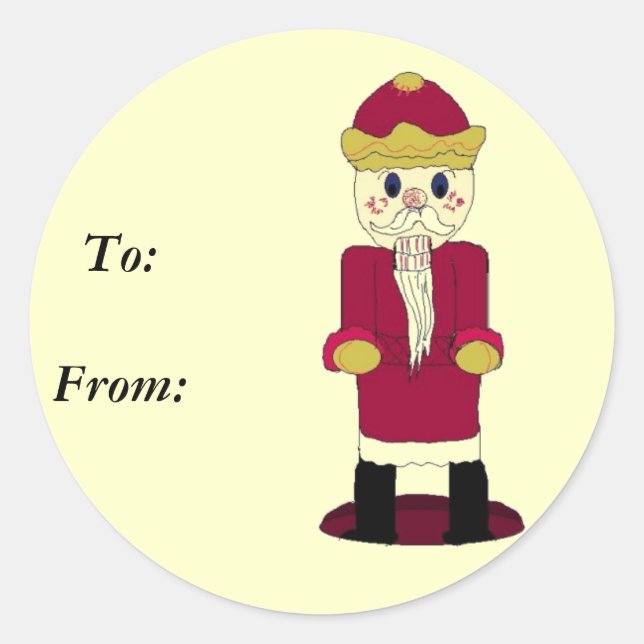 Pegatina Redonda Nutcracker Gifttag (Anverso)