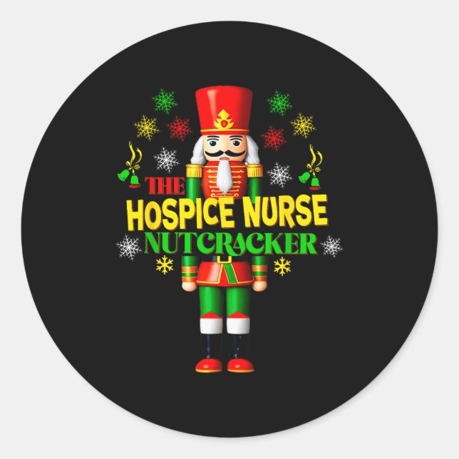 Pegatina Redonda Nutcracker Hosce Nurse Festive Christmas Holiday S (Anverso)
