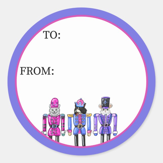 Pegatina Redonda Nutcracker Pets  (Anverso)