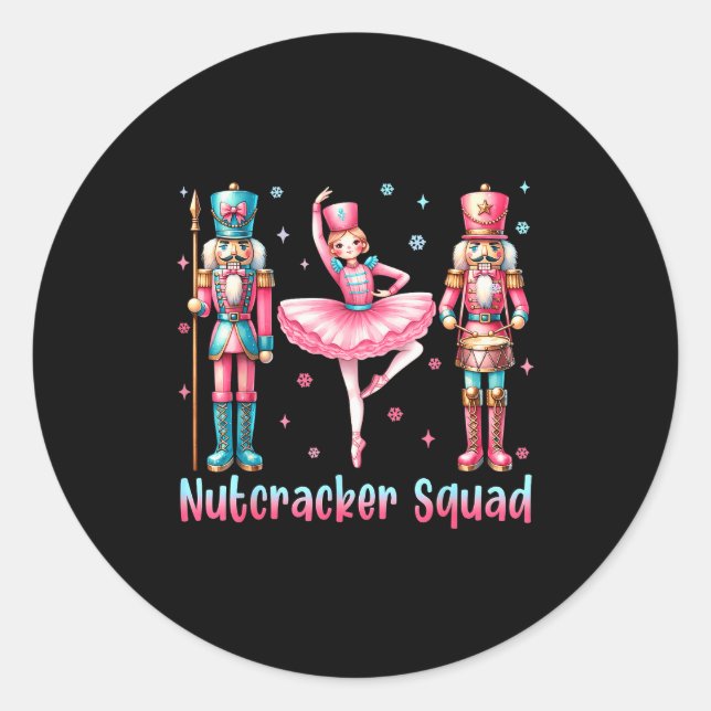 Pegatina Redonda Nutcracker Squad Ballet Dance Merry Christmas Wome (Anverso)