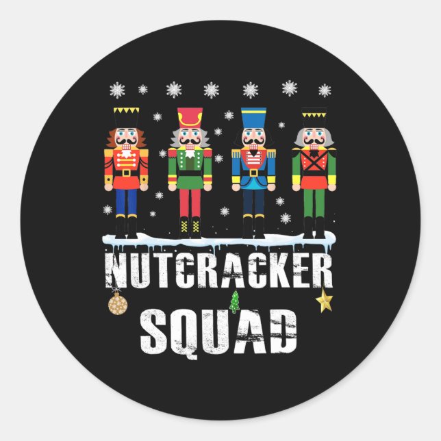 Pegatina Redonda Nutcracker Squad Byllet Dance Matching Family Chri (Anverso)