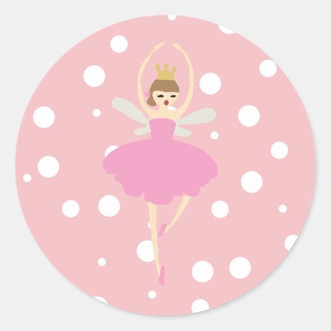Pegatina Redonda Nutcracker Sugar Pluma Fairy Classic Round Pegatin (Anverso)