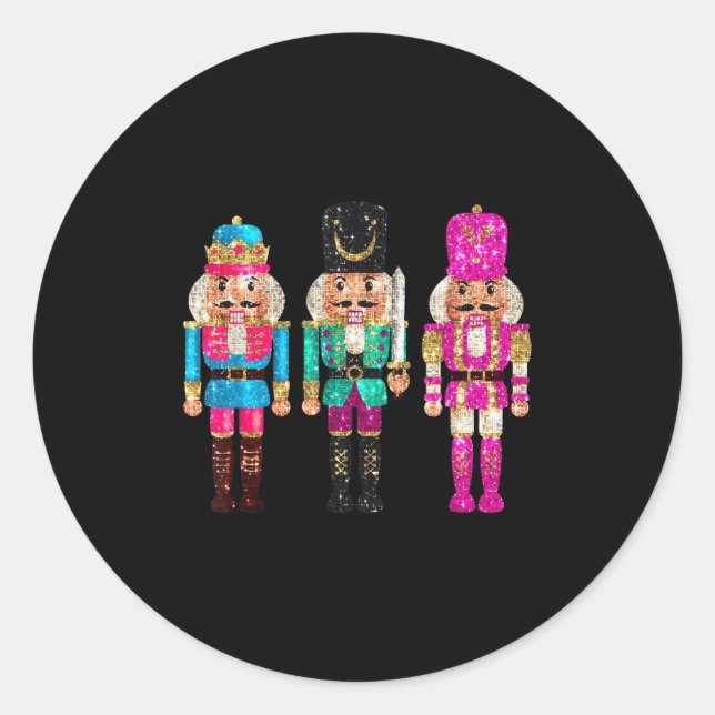 Pegatina Redonda Nutcrackers Merry Christmas Funny Xmas Men Women  (Anverso)
