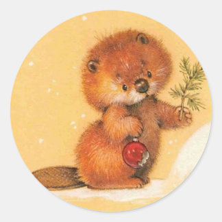 Pegatina Redonda nutria navidad