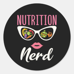 Pegatina Redonda Nutrición Nerd Nutricionista