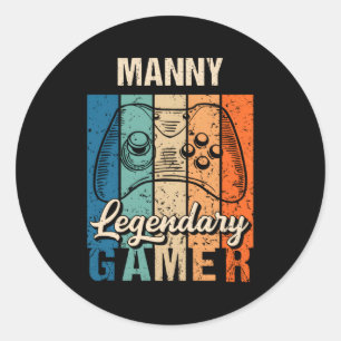 Pegatina Redonda Ny Name Personalized Legendary Gamer