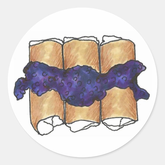 Pegatina Redonda NYC Jewish Deli Food Blueberry Blintz Blintz (Anverso)