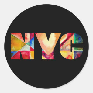 Pegatina Redonda NYC New York City Artsy Trendy Colorcolor acuarela