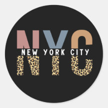 NYC New York City Cheetah print Typography