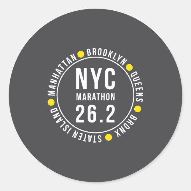 Pegatina Redonda Nyc New York Souvenir Marathon Runner _2  (Anverso)
