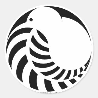 Pegatina Redonda NZ Kiwi / Silver Fern Emblem