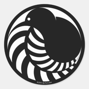 Pegatina Redonda NZ Kiwi / Silver Fern Emblem
