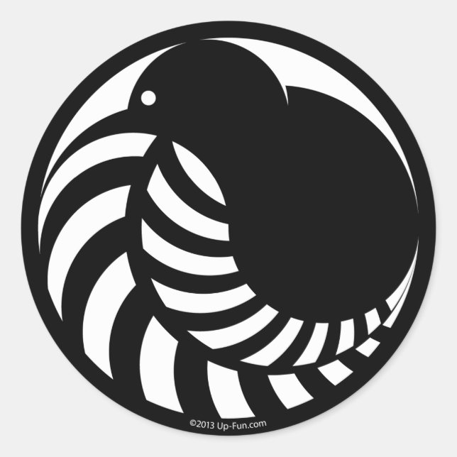 Pegatina Redonda NZ Kiwi / Silver Fern Emblem (Anverso)