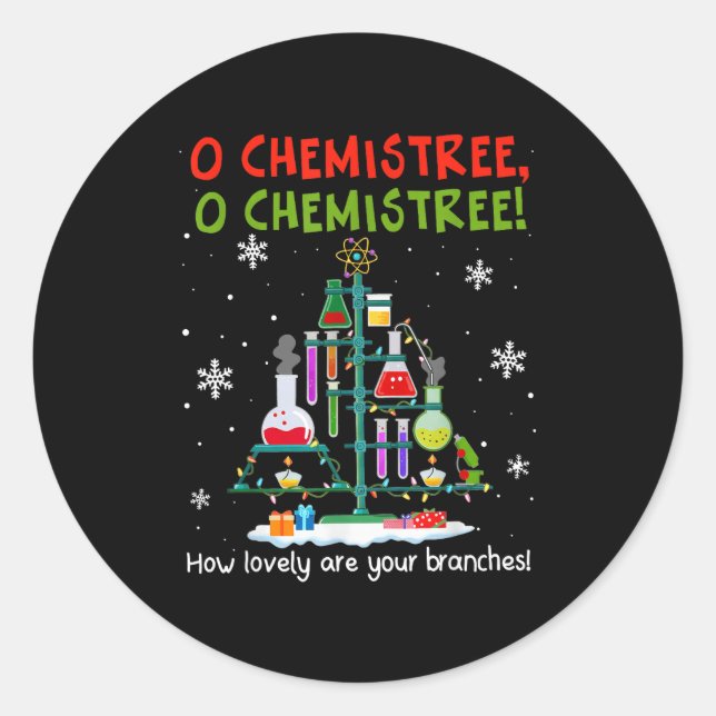 Pegatina Redonda O Chemistree How Lovely Are Your Branches Teacher  (Anverso)