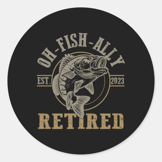 Pegatina Redonda O-Fish-Ally Retirado Desde 2023 Retirada Pesquera (Anverso)