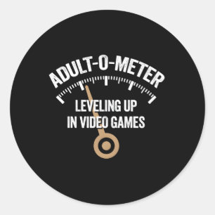 Pegatina Redonda -O-Meter De Nivelación En Videojuegos