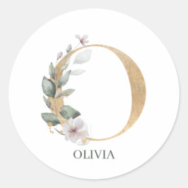 Pegatina Redonda O Monograma Floral Personalizado