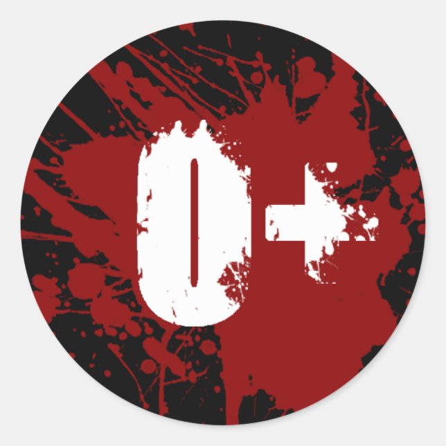 Pegatina Redonda O Positivo Tipo de sangre Donación Vampiro Zombie (Anverso)