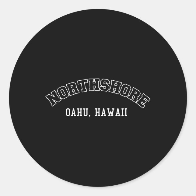 Pegatina Redonda Oahu Hawaii (Anverso)