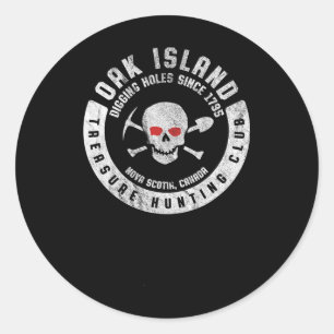 Pegatina Redonda Oak Island Treasure Hunting Club Vintage Skull Y