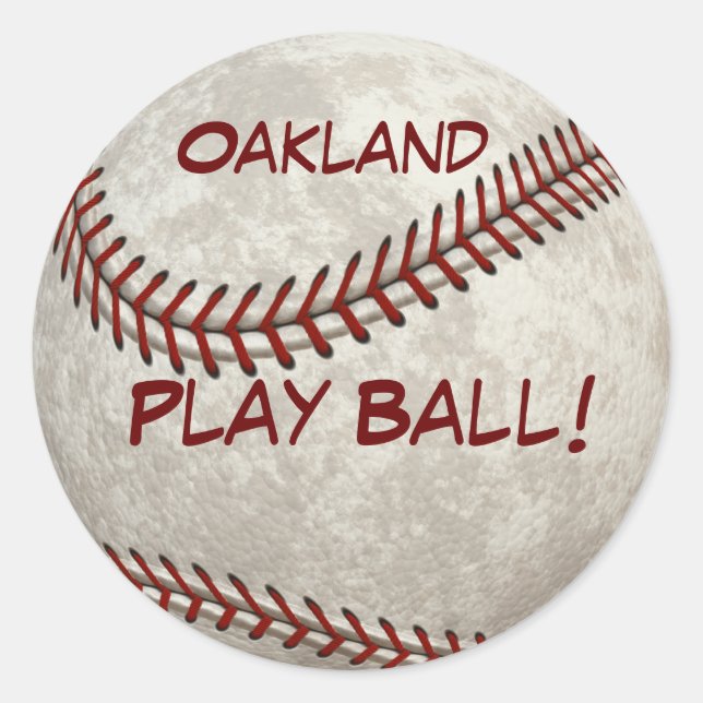 Pegatina Redonda ¡Oakland Baseball Play Ball! Los tiempos pasados d (Anverso)