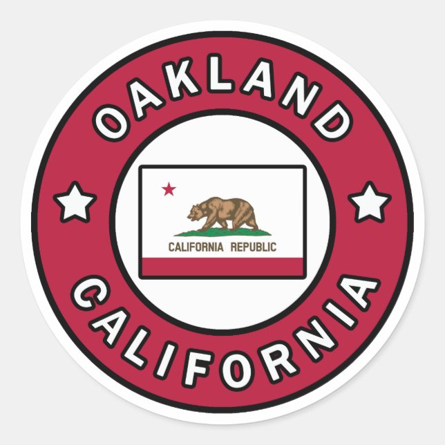 Pegatina Redonda Oakland California (Anverso)