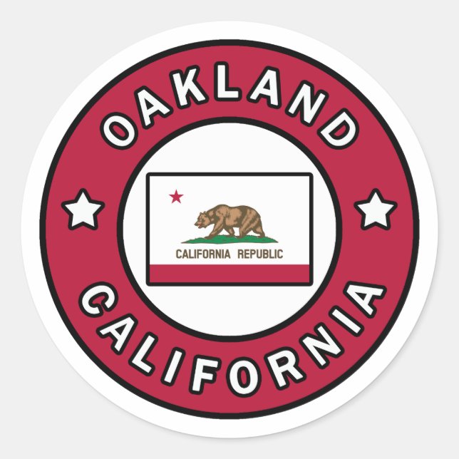 Pegatina Redonda Oakland California (Anverso)