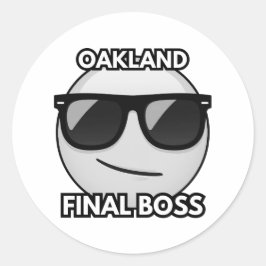 Pegatina Redonda Oakland Final Boss Cool Emoji Sticker