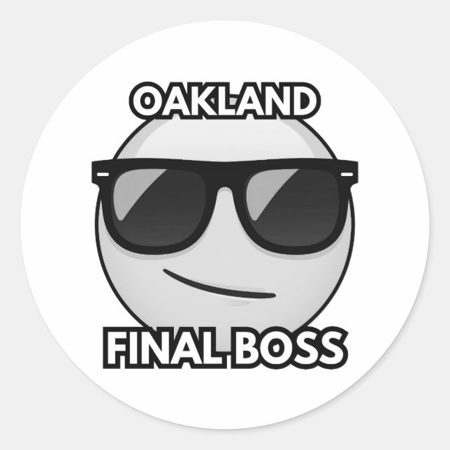 Pegatina Redonda Oakland Final Boss Cool Emoji Sticker (Anverso)
