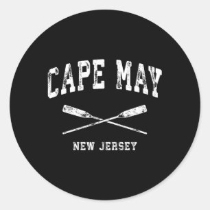 Pegatina Redonda Oars cruzados náuticos de New Jersey en el Cabo de