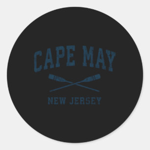 Pegatina Redonda Oars Nautical Paddles de New Jersey de Cape May