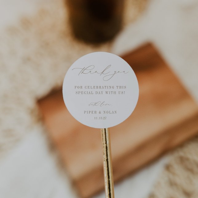 Pegatina Redonda OASIS Minimalist Wedding Thank You (Subido por el creador)