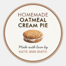 Pegatina Redonda Oatmeal Cream Pie Label | Homemade Bakery Sticker
