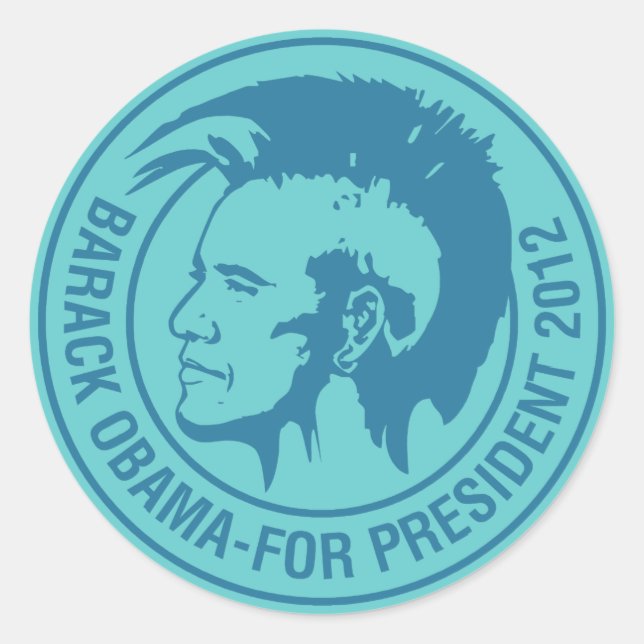 Pegatina Redonda Obama 2012 (Anverso)