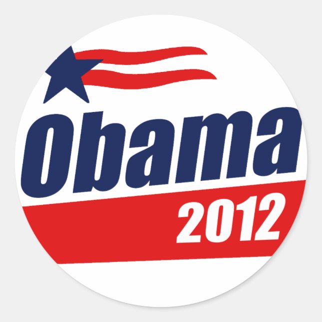 Pegatina Redonda Obama 2012 (Anverso)