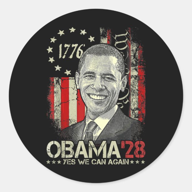 Pegatina Redonda Obama 2028 _2 (Anverso)