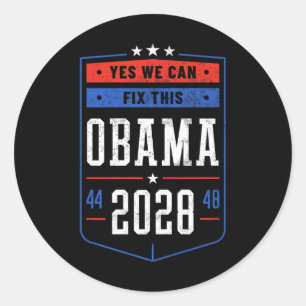 Pegatina Redonda Obama 2028 44 48 Premium
