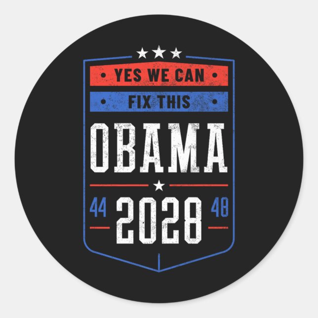 Pegatina Redonda Obama 2028 44 48 Premium (Anverso)