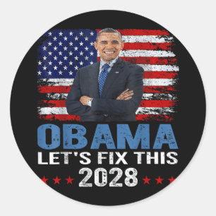 Pegatina Redonda Obama 2028 Arreglará Esto 7