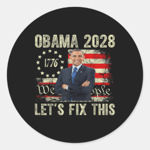 Pegatina Redonda Obama 2028 Arreglemos Esto