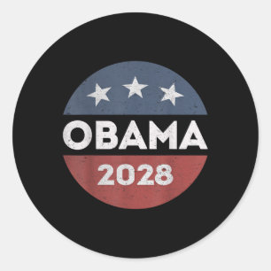 Pegatina Redonda Obama 2028 Camisa A Obama Por El Presidente