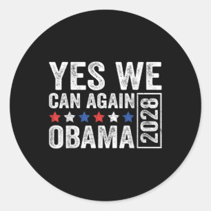 Pegatina Redonda Obama 2028 Divertidas elecciones políticas contra