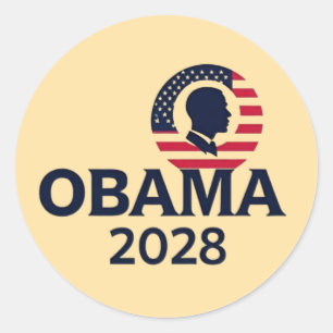 Pegatina Redonda Obama 2028 - La reelección de Barack Obama