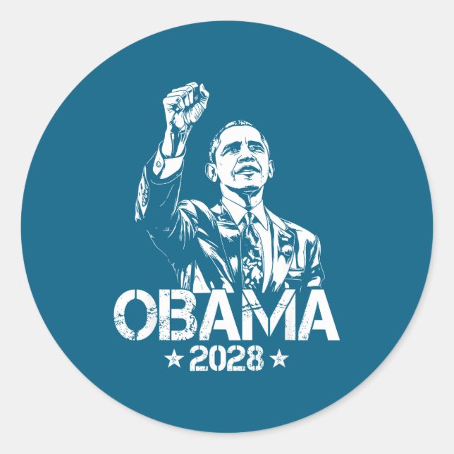 Pegatina Redonda Obama 2028 Let's Fix This Obama 48th President (Anverso)