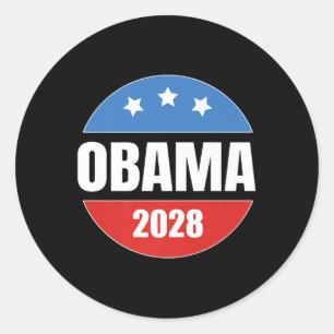 Pegatina Redonda Obama 2028 Retro Vintage Premium