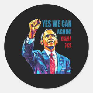 Pegatina Redonda Obama 2028 Sí Podemos otra vez Obama 48º President