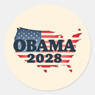 Pegatina Redonda Obama 2028 — Un nuevo amanecer para Estados Unidos
