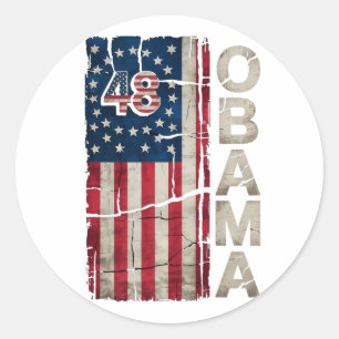 Pegatina Redonda Obama 48.º presidente Bandera estadounidense Obama
